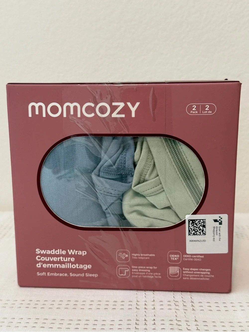 Momcozy Airflow Baby Swaddle 100% Cotton, 0-3 months, sea mist